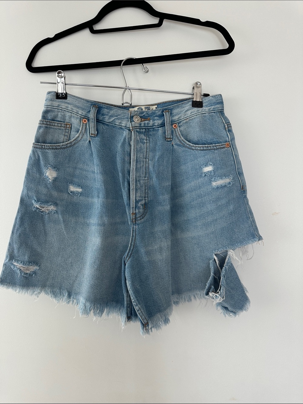 We The Free Light Blue Distressed Denim Cutoff Shorts